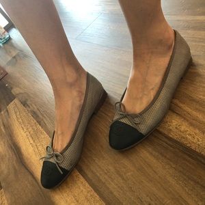 Chanel lizard embossed cap toe ballet flats